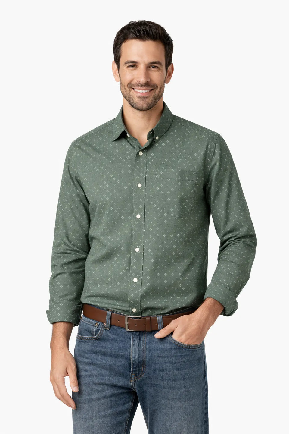 Sonoma Men's Green Good For Life Printed Long Sleeve Button Down Shirt | Sonoma In Lebanon