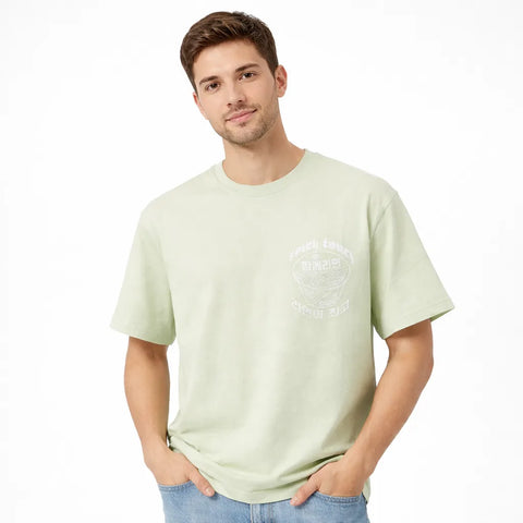 Celio Men's Light Yellow Printed Lefood T-Shirt | Celio In Lebanon