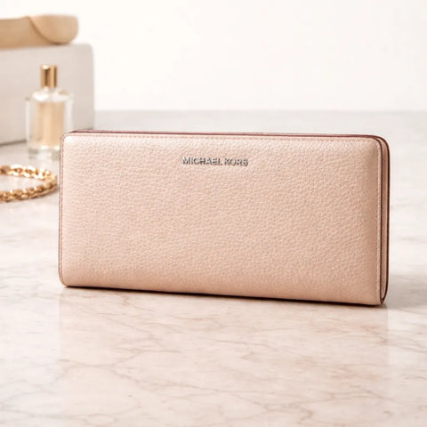 Michael Kors Women's  Beige Bryant Large Slim Leather Snap Wallet  |  Michael Kors In Lebanon