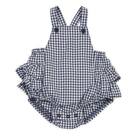 Carter's Baby Girl's Navy & White Checked Ruffle Sleeveless Bodysuit|Carter's In Lebanon