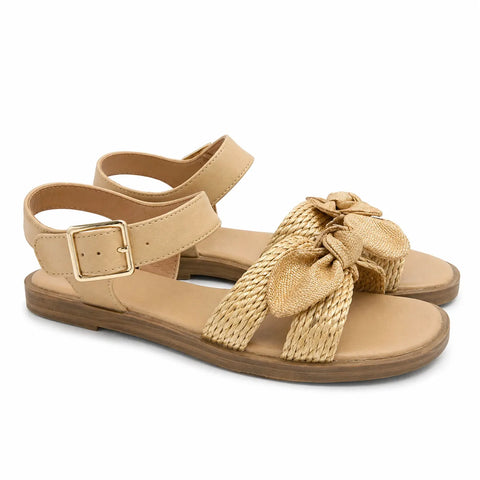 Art Class Women's Beige Bow Straw Sandals|Art Class In Lebanon