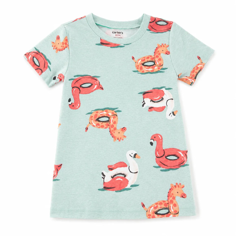 Carter's Girl Light Teal Animal Pool Floats Print T-Shirt | Carter's in Lebanon