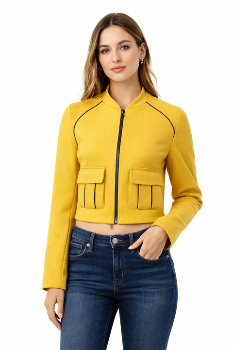 Vero Moda Women's Mustard Zippered Jacket |Vero Moda in Lebanon