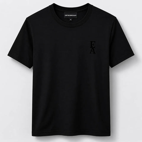 Emporio Armani Women's Black Embroidered Logo   T-shirt | Emporio Armani in Lebanon