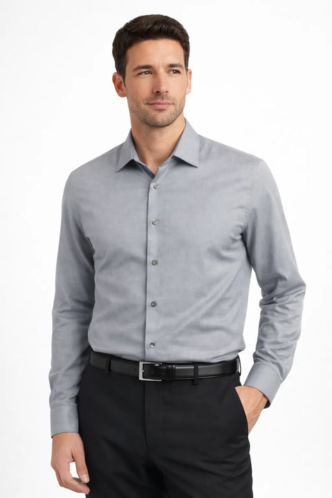 Calvin Klein Men's Smoke STEEL Extra-Slim Fit Non-Iron Dress Shirt | Calvin Klein In Lebanon