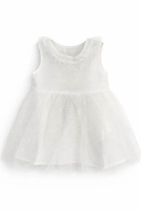 Ativo Baby Girl's White Sleeveless Mesh Dress | Ativo In Lebanon