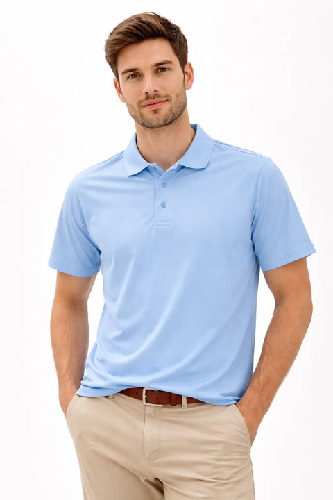 Kick Start Gear Sportswear Men's Light Blue Moisture Wicking Polo T-Shirt | Kick Start Gear Sportswear  in Lebanon