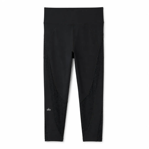Alo Women’s Black High-Waist Lace-Panel Leggings | Alo in Lebanon