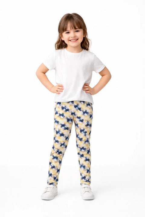 Ativo Girl's White/Yellow/Navy Heart Leggings | Ativo in Lebanon
