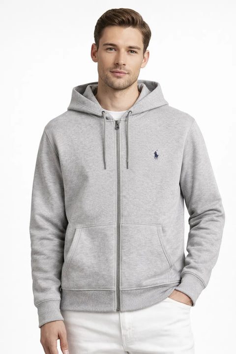 Polo Ralph Lauren Men's Grey Double Knit Tech Full Zip Hooded Jacket | Polo Ralph Lauren In Lebanon