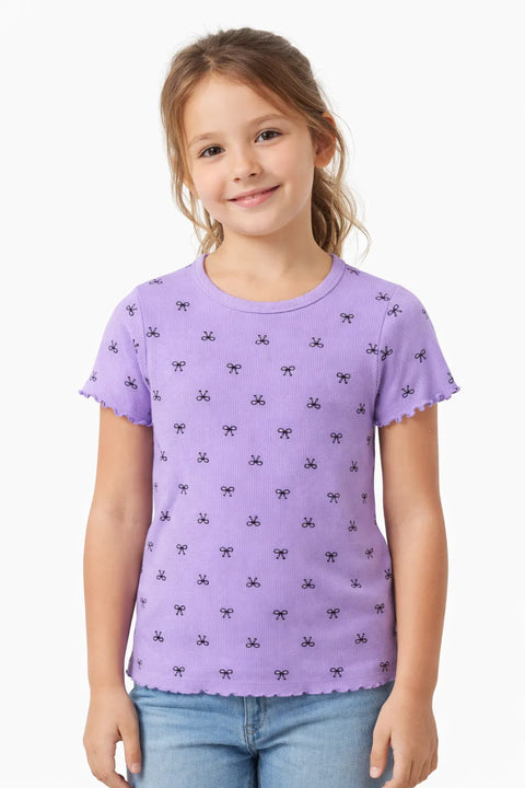 Cat & Jack Girl's Lilac Printed Ripped T-Shirt | Cat & Jack In Lebanon