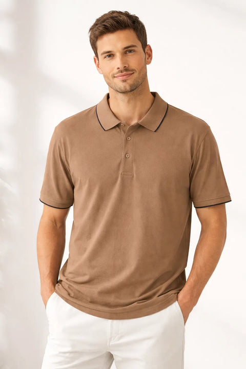 Celio Men's Taupe Polo T-Shirt | Celio in Lebanon