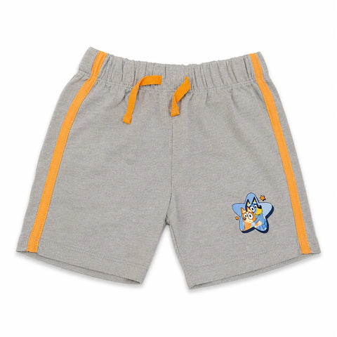 Bluey Baby Boy's Light Grey Striped Lined Orange Elastic Waist Shorts |Bluey in Lebanon