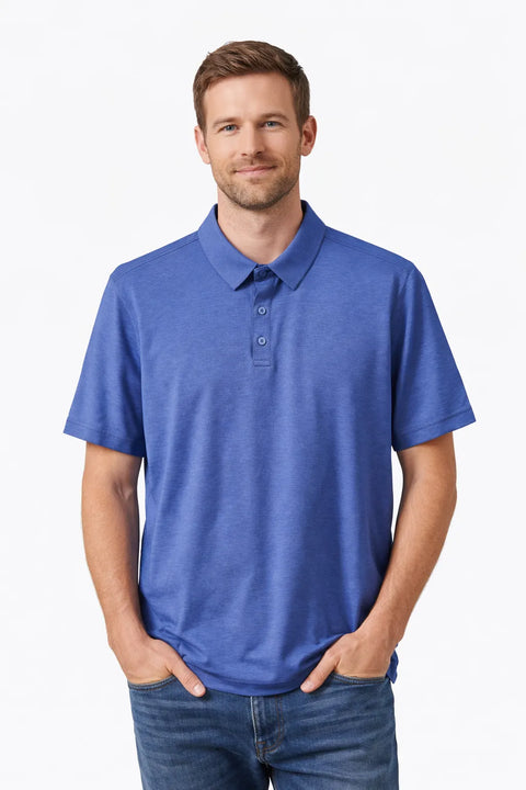 Modern Ambition Men’s Blue Stretch Delightfully Technical Polo Neck T-Shirt | Modern Ambition In Lebanon