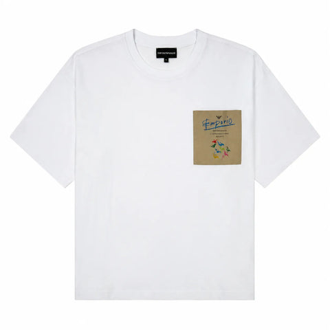 Emporio Armani Women's White  Logo Print Cotton T-shirt | Emporio Armani in Lebanon