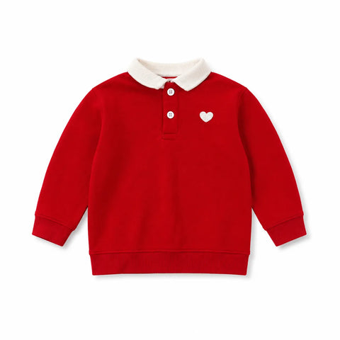 Cat & Jack Baby Boy's Red  Heart Collared French Terry Pullover Sweatshirt | Cat & Jack in Lebanon