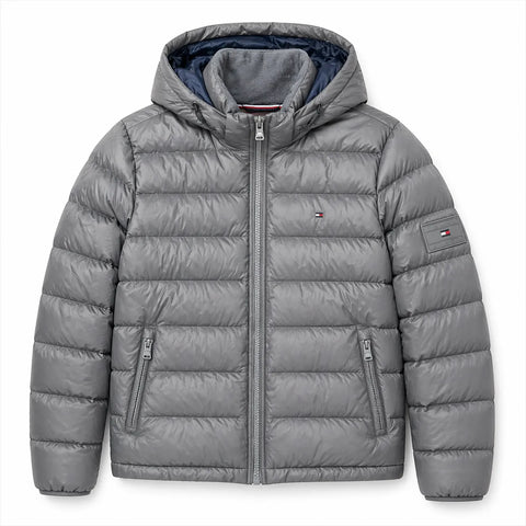 Tommy Hilfiger Men's Grey Hooded Puffer Jacket | Tommy Hilfiger In Lebanon