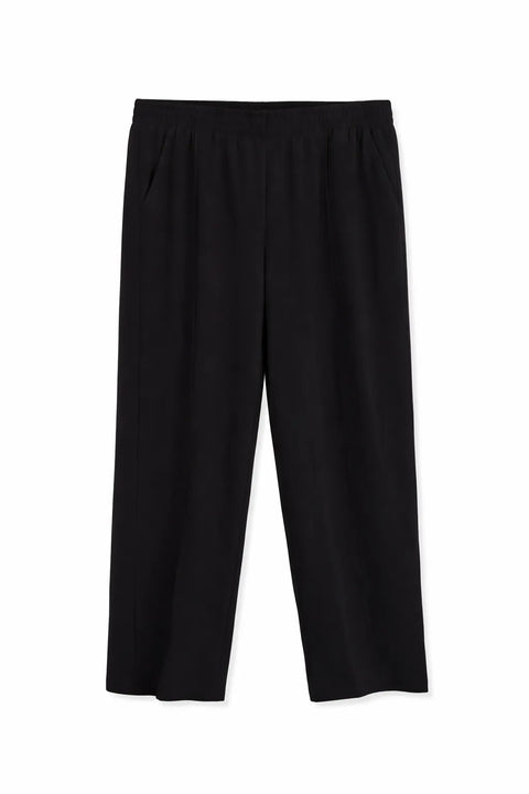 Id Ideology Women's Black Ribbed Knit Wide Leg Pants | Id Ideology In Lebanon