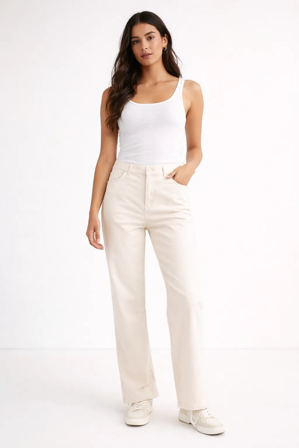 Anne Klein Women's Beige Straight-Leg Trousers| Anne Kleinin Lebanon