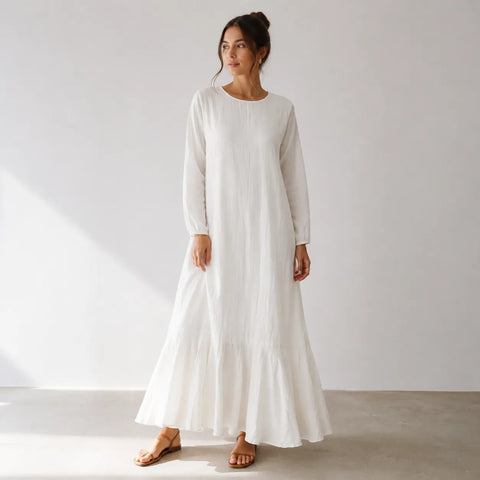 Refka Women’s Long-Sleeve White Maxi Dress | Refka in Lebanon