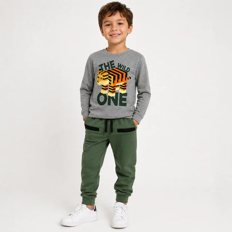 Mushi Boy's Olive Green /Grey 2pc Pajama Set | Max & Ile in Lebanon