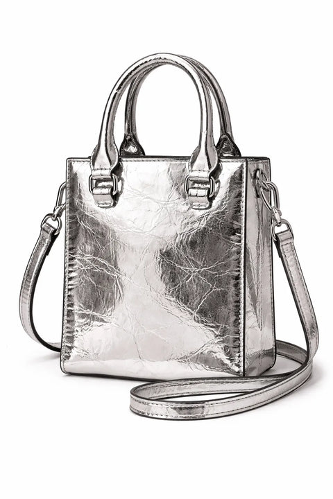 Aqua Women's Silver Metallic Irridescent Top Handle Crossbody Bag | Aqua In Lebanon