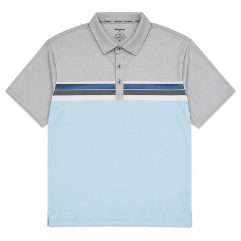 Flag & Anthem Men's White Multi Madeflex Performance Chest Stripe Polo Shirt | Flag & Anthem In Lebanon