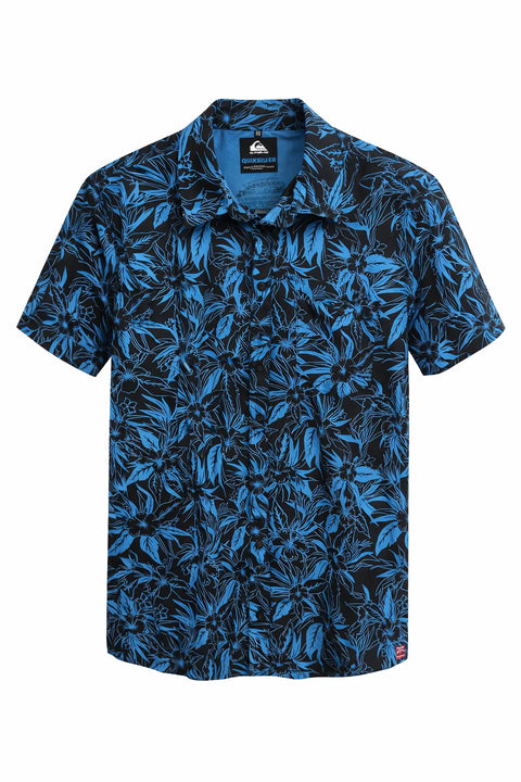 Quiksilver Men's Blue & Black Floral Regular Fit Short Sleeve Shirt |Quiksilver In Lebanon