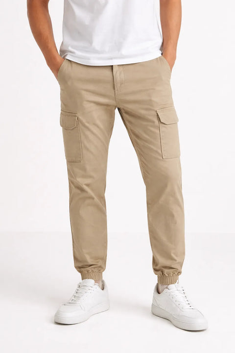Celio Men's Beige  Cotton Slim Fit Cargo  Pants  | Celio in Lebanon