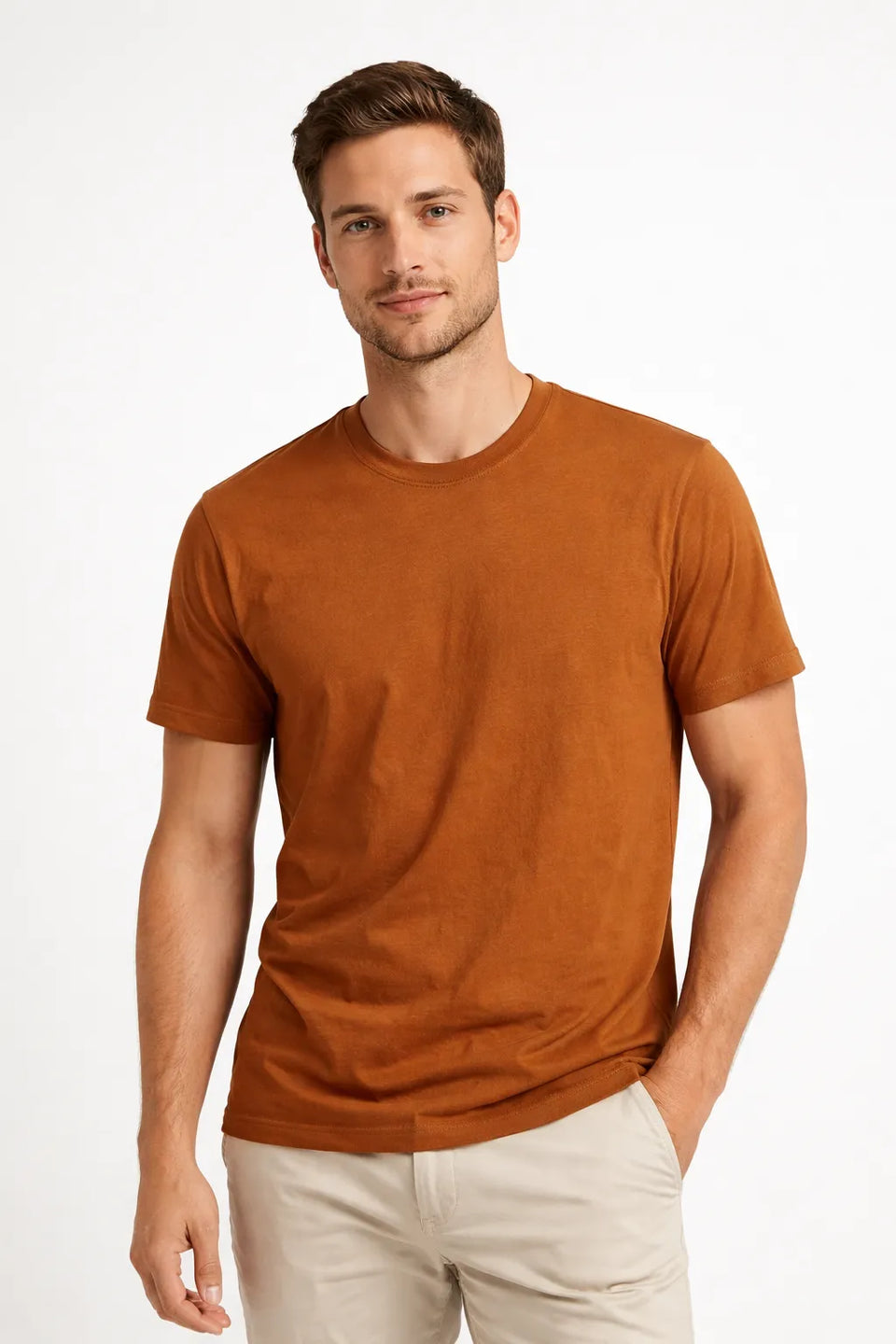Celio Men'sBrown Crew neck T-Shirt |Celioin Lebanon