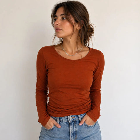 Cache Women's Brick Long Sleeve Blouse | Cache In Lebanon