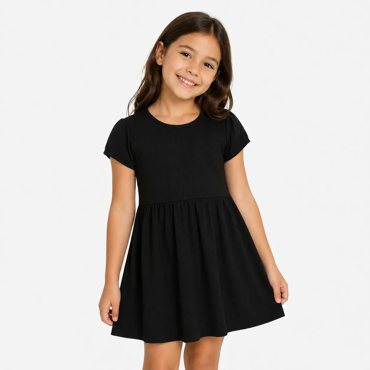 Rare Editions Girls' Black Ribbed Knit Casual Dress | Rare Editions in Lebanon
