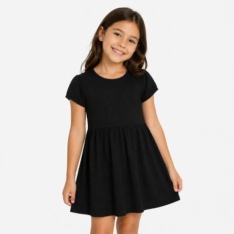 Rare Editions Girls' Black Ribbed Knit Casual Dress | Rare Editions in Lebanon