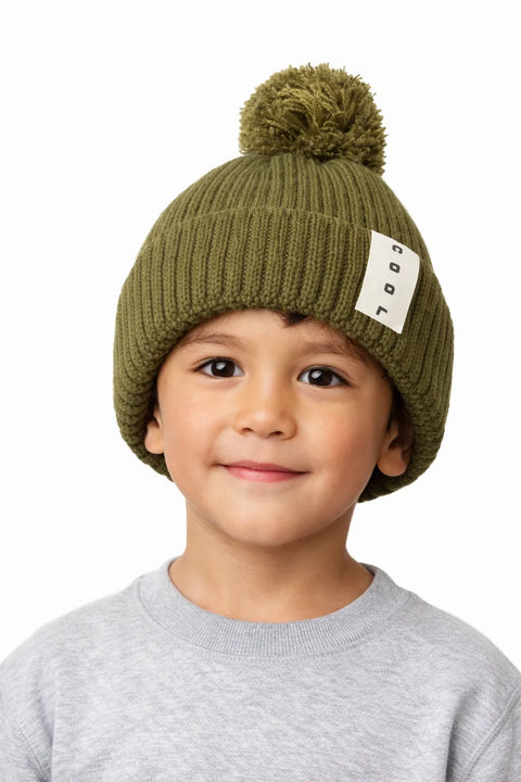 Sinsay Boy's Olive Green Knitted Beanie With Pom Pom|Sinsay In Lebanon