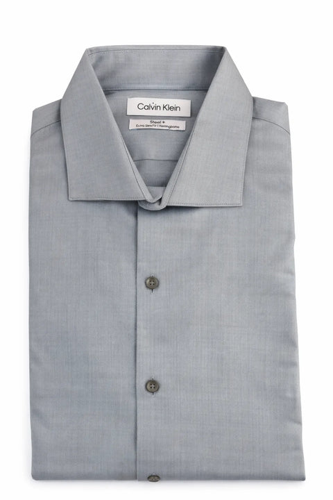 Calvin Klein Men's Smoke STEEL Extra-Slim Fit Non-Iron Dress Shirt | Calvin Klein In Lebanon