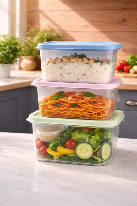Cozzoni  MultiColor 3pc x 6000 ml Square Food Storage | Cozzoni in Lebanon