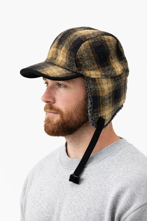 Scala Men's Beige/Black  Plaid Fleece Cap with Ear Flaps | Scala in Lebanon