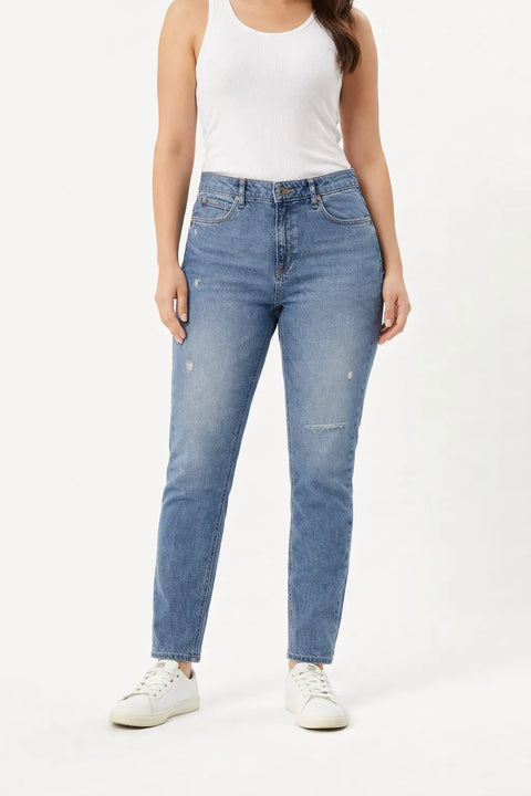 Lee Women's Blue Mid-Rise Regular Tapered Jeans | Lee in Lebanon