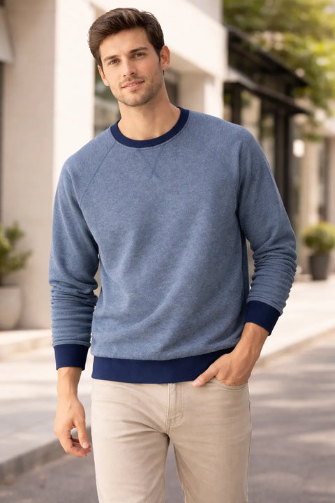 Celio Men's Heather Navy Regular Round Neck Sweatshirt |Celio In Lebanon