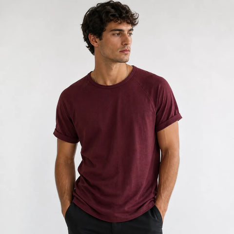 Redefined Rebel Men's Burgundy Basic T-Shirt  |Redefined Rebel  in Lebanon