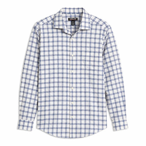 Kirkland Signature Men's White/Blue Checkered Performance Sport Shirt | Kirkland Signature In Lebanon