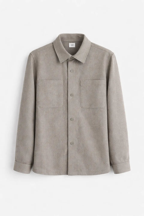 Celio Men's Khaki Green Textured 2-Pockets Over Shirt | Celio In Lebanon