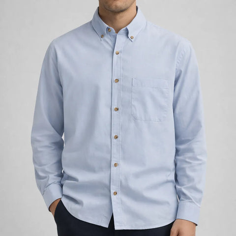 Celio Men's Light Blue Cotton Shirt With 1 Chest Pocket | Celio In Lebanon