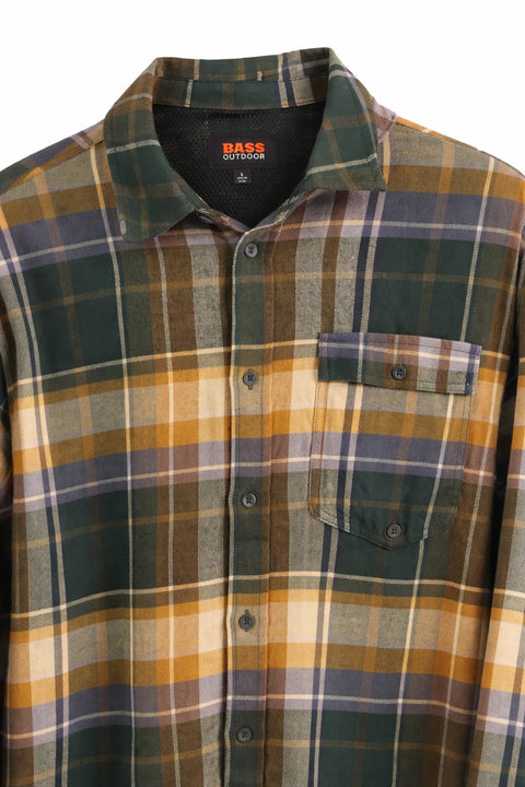 BASS Outdoor Men's Rubber Stretch Flannel Button Down Shirt with Collared Neck |BASS Outdoor  in Lebanon