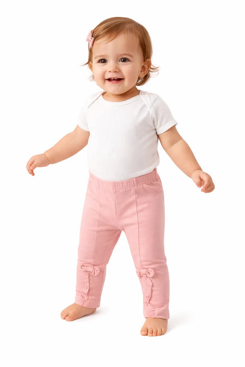Ativo Baby Girl's Pink Legging With Ankle Bow | Ativo In Lebanon