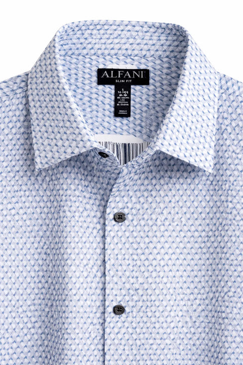 Alfani Men's Blue & White Geo-Print Dress Shirt | Alfani In Lebanon
