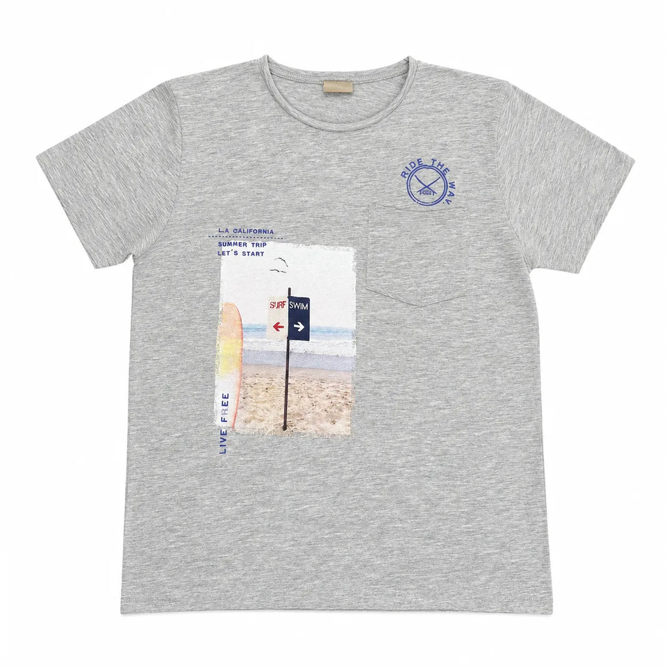 Zara Boy's Grey With Chest Pocket T-Shirt | Zarain Lebanon