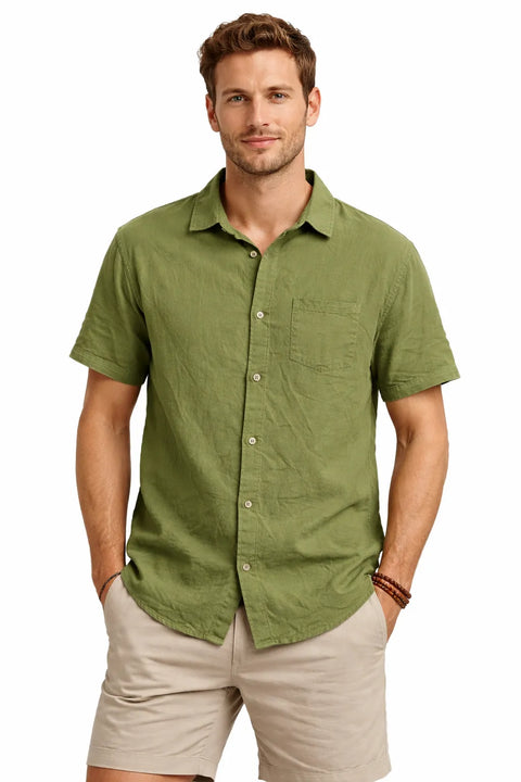 Cotton On Men's Olive Green Short-Sleeve Pop Stitch Shirt | Cotton On In Lebanon