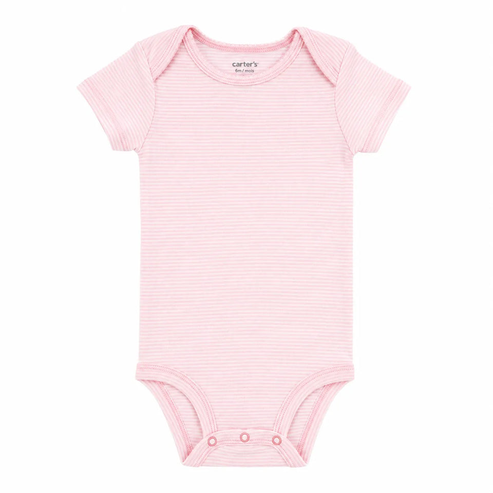 Carter's Baby Girl's Pink lined White Short Sleeve Bodysuit | Carter'sin Lebanon