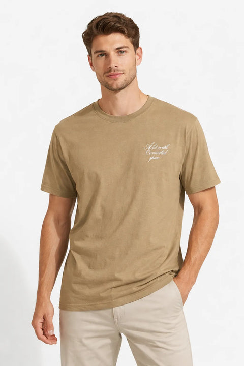Celio Men's Beige Printed Oversized Cotton T-Shirt | Celio in Lebanon